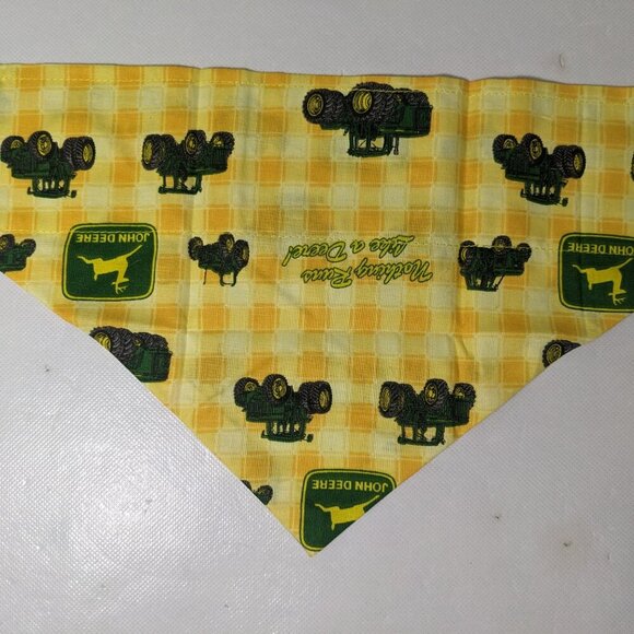 NEW- Homemade John Deere Tractors Dog Bandana (12" x 8") Size L-XL - Picture 1 of 7